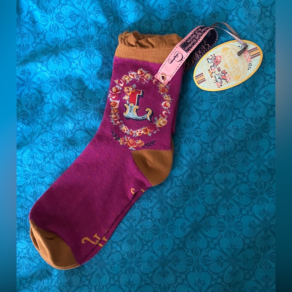Colorful Designed Socks with monogram initial “L”